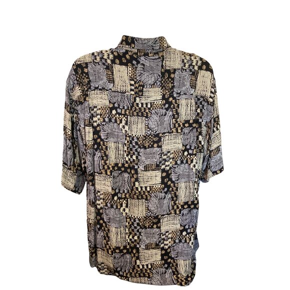 Vintage Countess Mara Rayon Shirt L 90s Abstract Geometric Hawaiian Shirt Resort - Picture 3 of 8